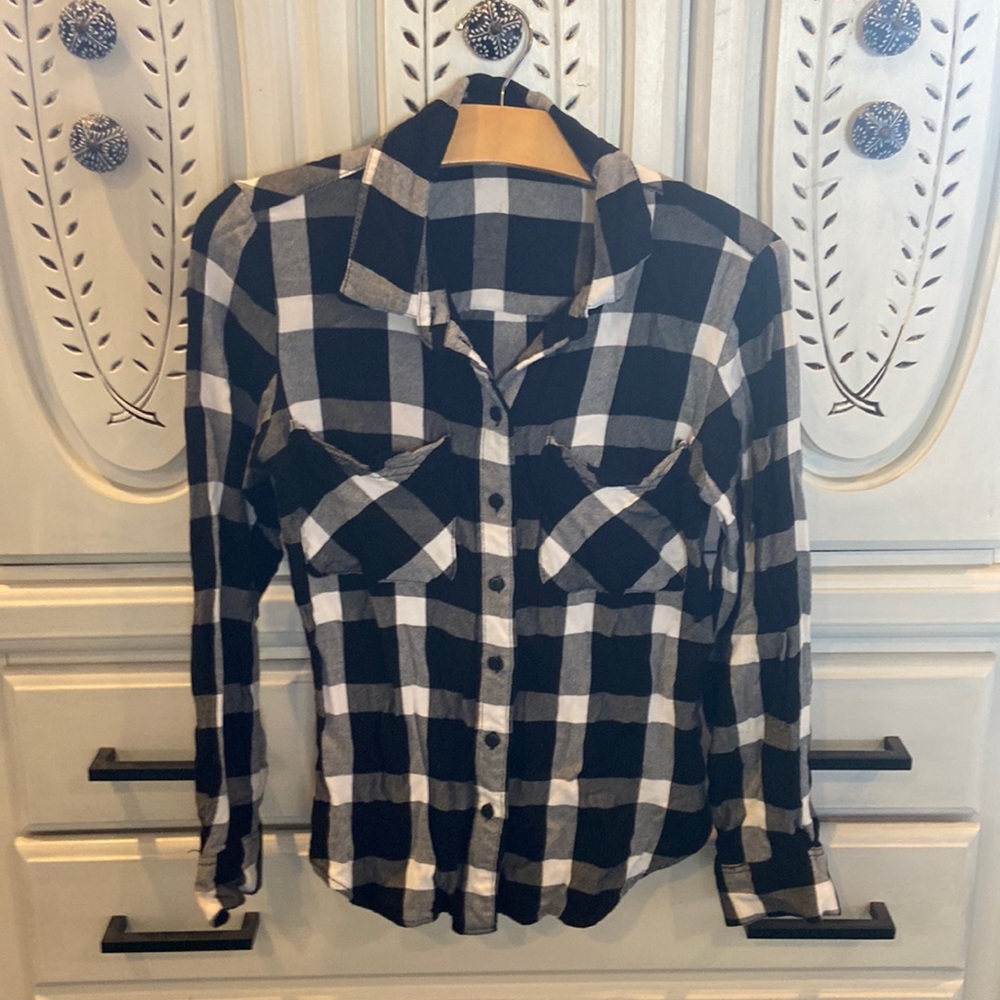 XS Sanctuary Buffalo Plaid rayon blouse